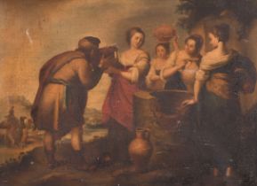 After Bartolome Esteban Murillo (1617-1682) Spanish. "Rebecca and Eliezer at the Well", Oil on