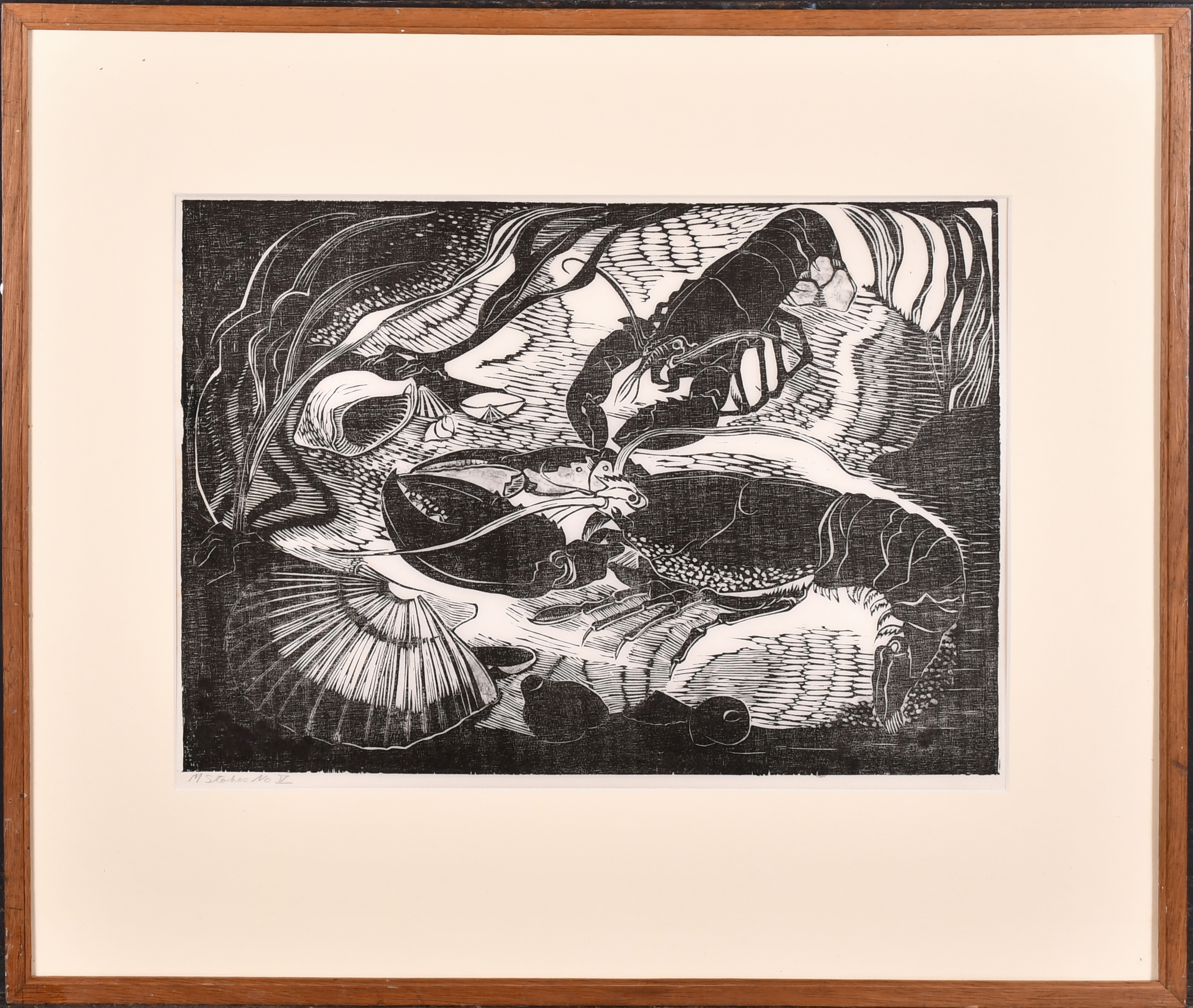 Margaret Stokes (1915-1996) Irish. "V", Woodcut, Signed and inscribed in pencil, 10.75" x 15.25" ( - Image 2 of 4