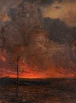 Edward Frederick Brewtnall (1846-1902) British. Sunset, Oil on canvas, Signed, and inscribed