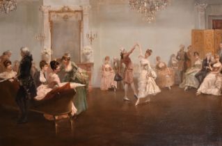 Albert Ludovici (1852-1932) Czechian. The Soiree, Oil on canvas, Signed, 24" x 36" (61 x 91.5cm)