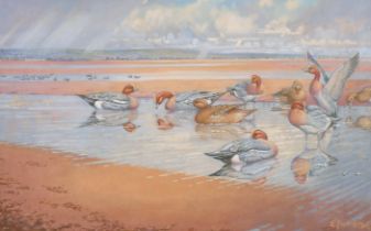 Eric Meade-King (1911-1987) British. "Wigeon On The Estuary", Watercolour, Signed and indistinctly