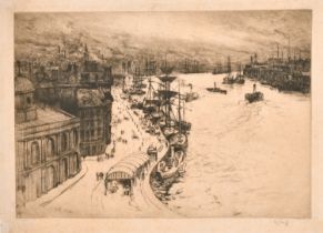 Robert Charles Goff (1837-1922) British. "Newcastle on the Tyne", Etching, Signed in pencil, and