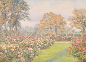 Beatrice Emma Parsons (1869-1955) British. Queen Mary's Rose Garden in Regents Park, Watercolour,