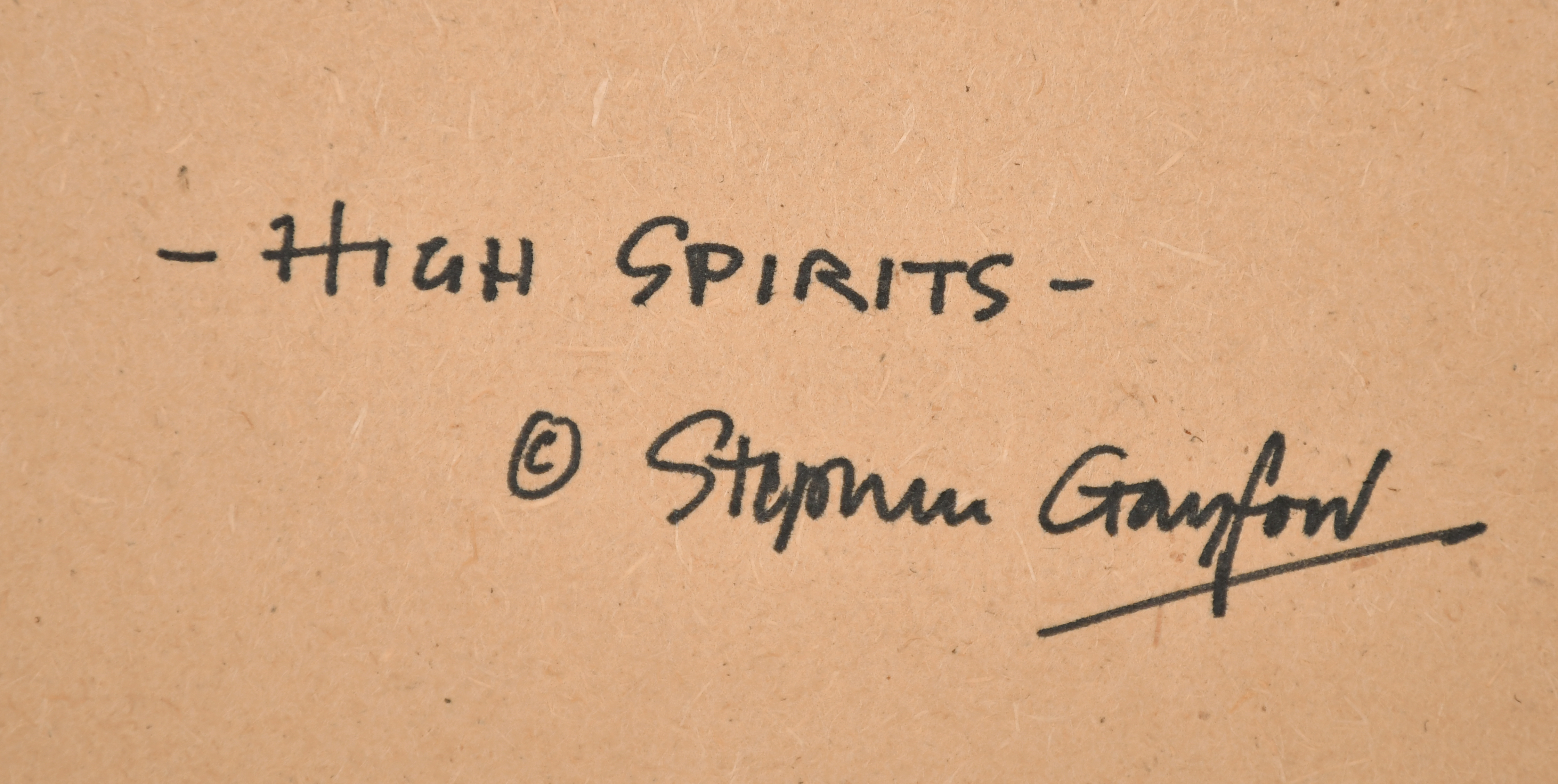 Stephen Gayford (1954-2015) British. "High Spirits", Acrylic on board, Signed, and signed and - Image 4 of 5