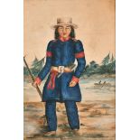 19th Century North American School. A Native Trapper, Watercolour, 6.75" x 4.5" (17.1 x 11.3cm)