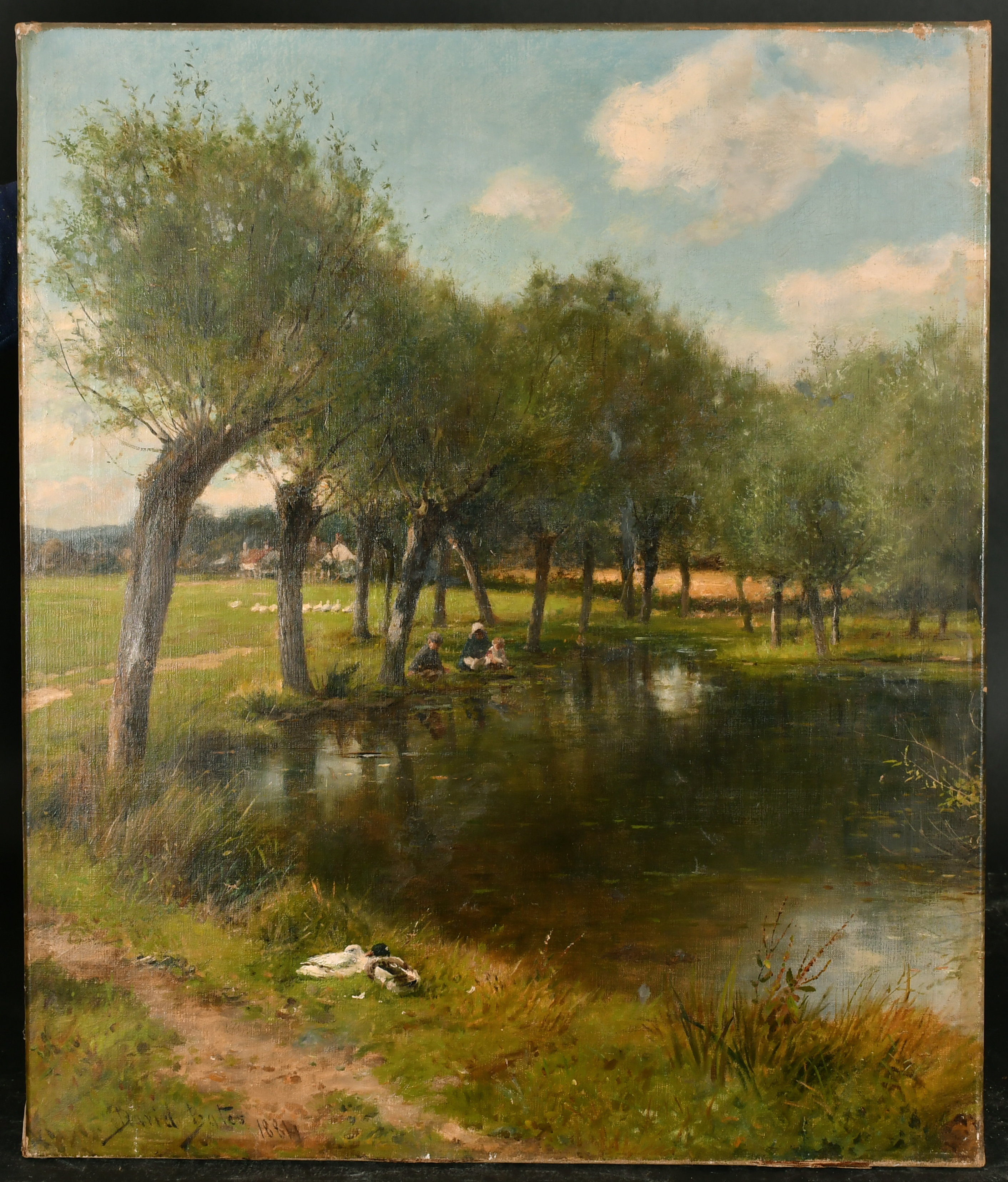 David Bates (1840-1921) British. "At Sherrard's Green, Near Malvern", Oil on canvas, Signed and - Image 2 of 6