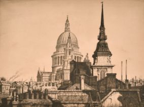 Ian Strang (1886-1952) British. 'The Dome of St. Paul's, London', Etching, proof for the edition