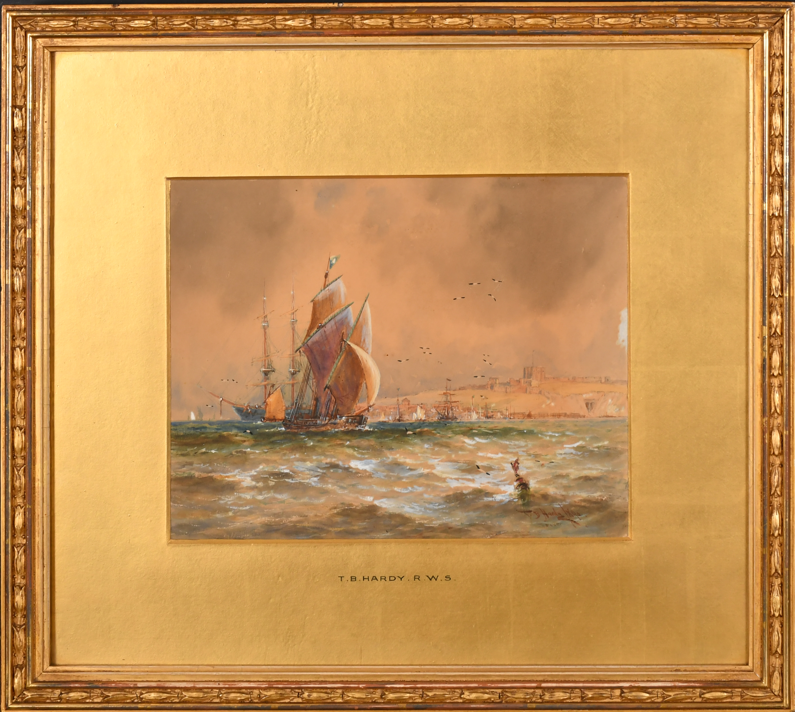 Thomas Bush Hardy (1842-1897) British. Shipping off the Coast, Watercolour, Signed and dated 1890, - Image 3 of 7