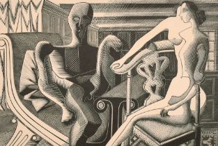 Blair Hughes-Stanton (1902-1981) British. "Two Figures", Woodcut, Signed, inscribed, dated '38 and