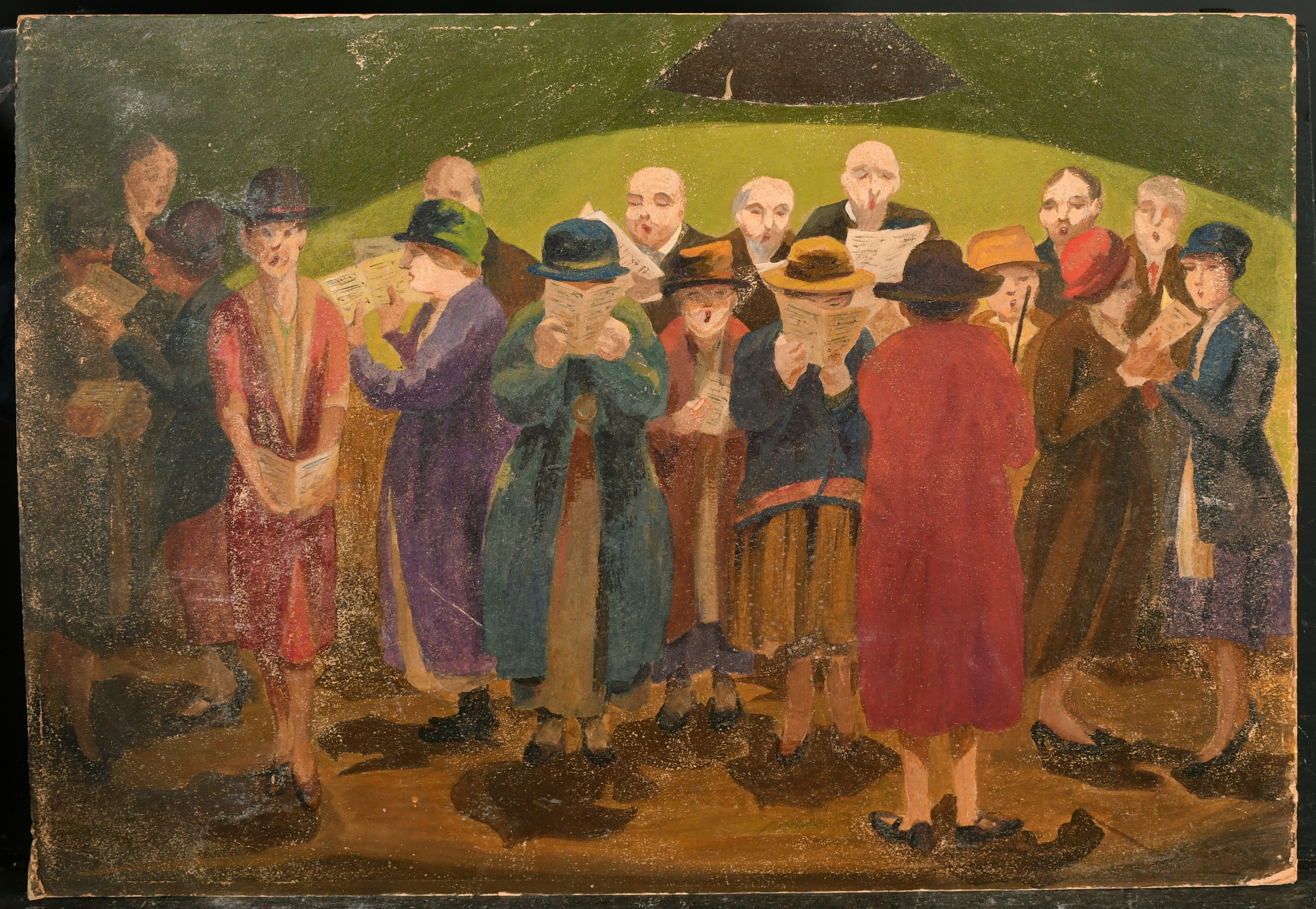 Jane Chadderdon Diggle (1882-1977) British. "The Village Choir", Oil on board, Inscribed verso, - Image 2 of 5