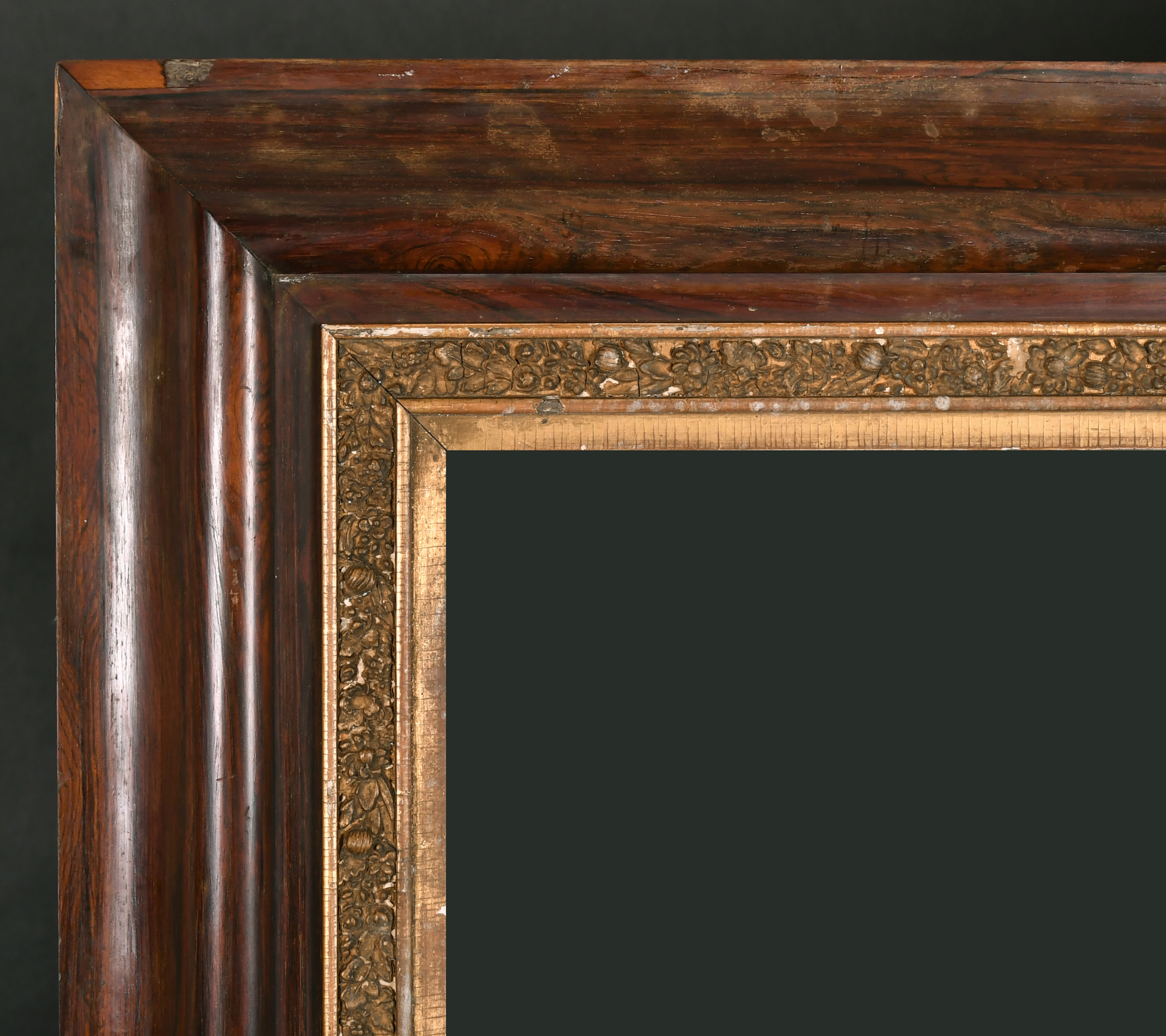 19th Century English School. A Darkwood Frame, with a gilt slip and inset mirror glass, rebate 26" x