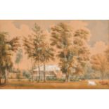 A W M K (19th Century) British. A Topographical Landscape with a Distant House, Watercolour,