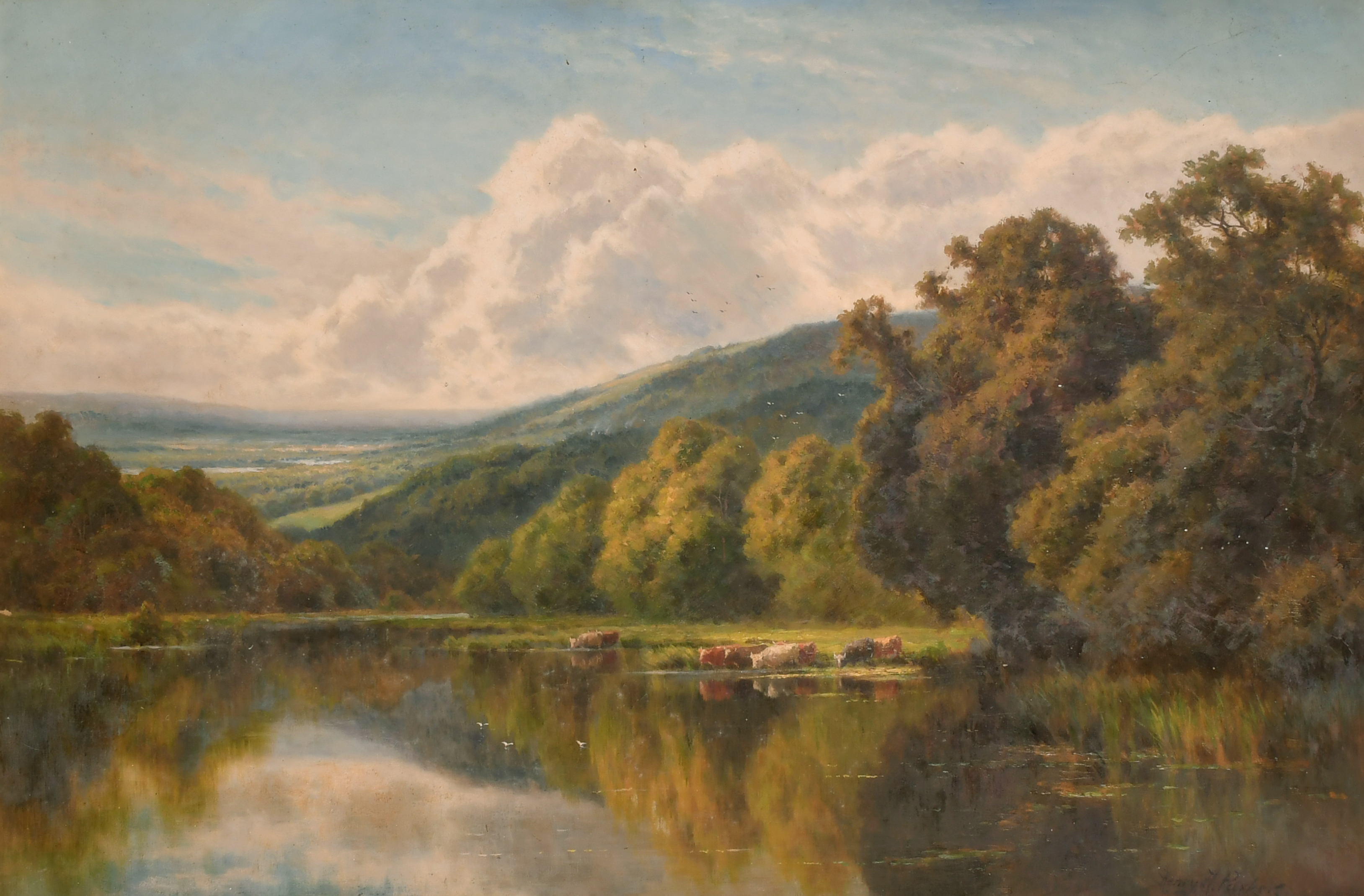 Henry Deacon Hillier Parker (1858-1930) British. "Nature's Mirror", Oil on canvas, Signed, and