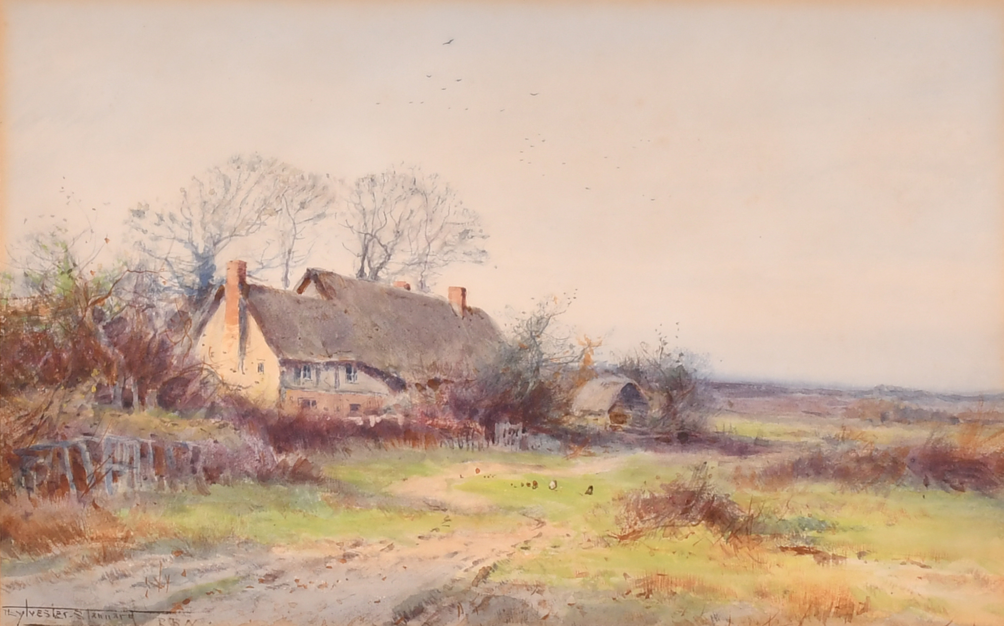 Henry John Sylvester Stannard (1870-1951) British. A Thatched Cottage in a Landscape, Watercolour,