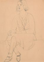 20th Century European School. Study of a Seated Lady, Pencil, 13" x 9.25" (33 x 23.4cm)