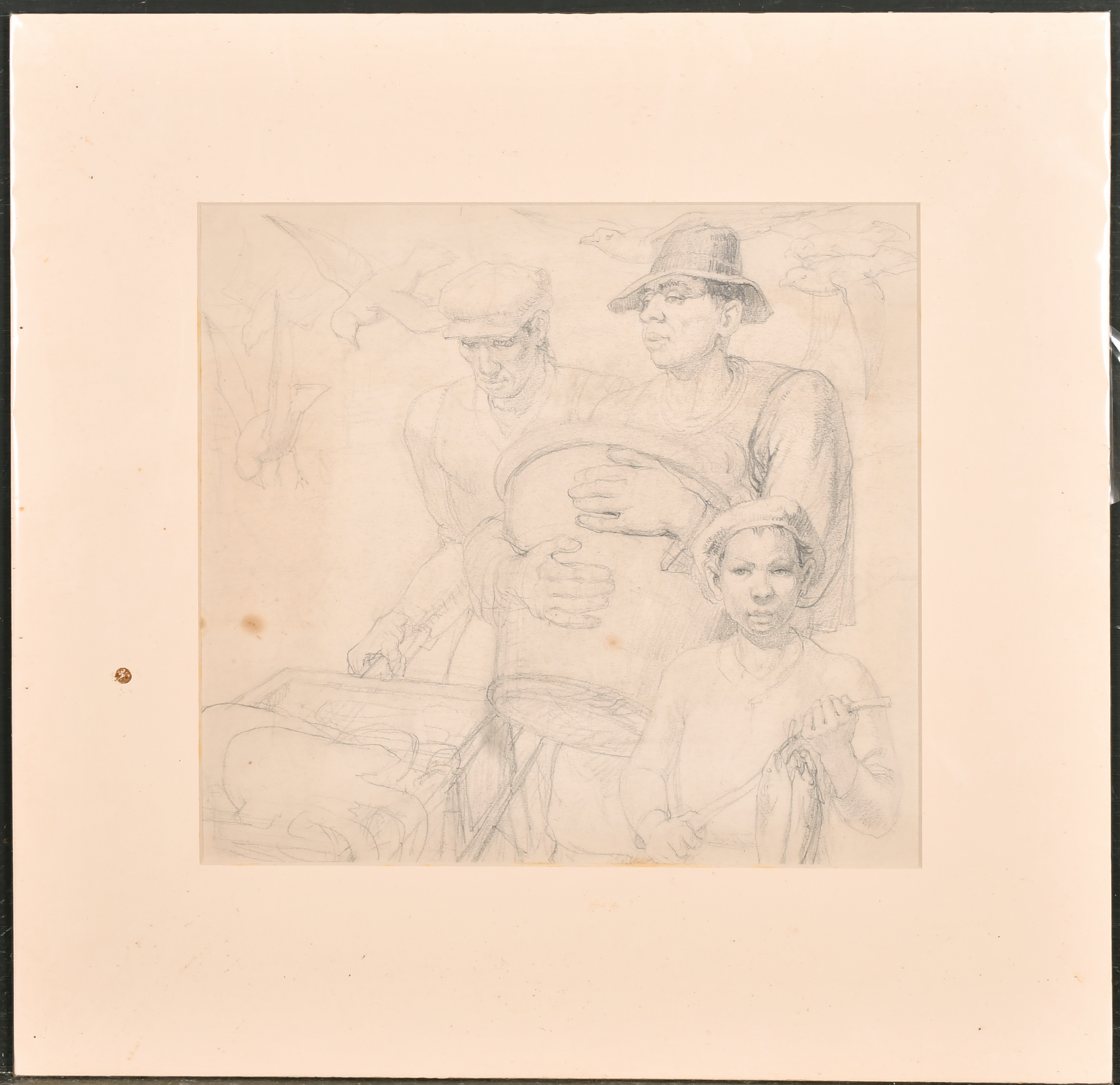 Harold Dearden (1882-1962) British. Study of Farm Workers, Pencil, mounted unframed 11" x 12" (27. - Image 2 of 5