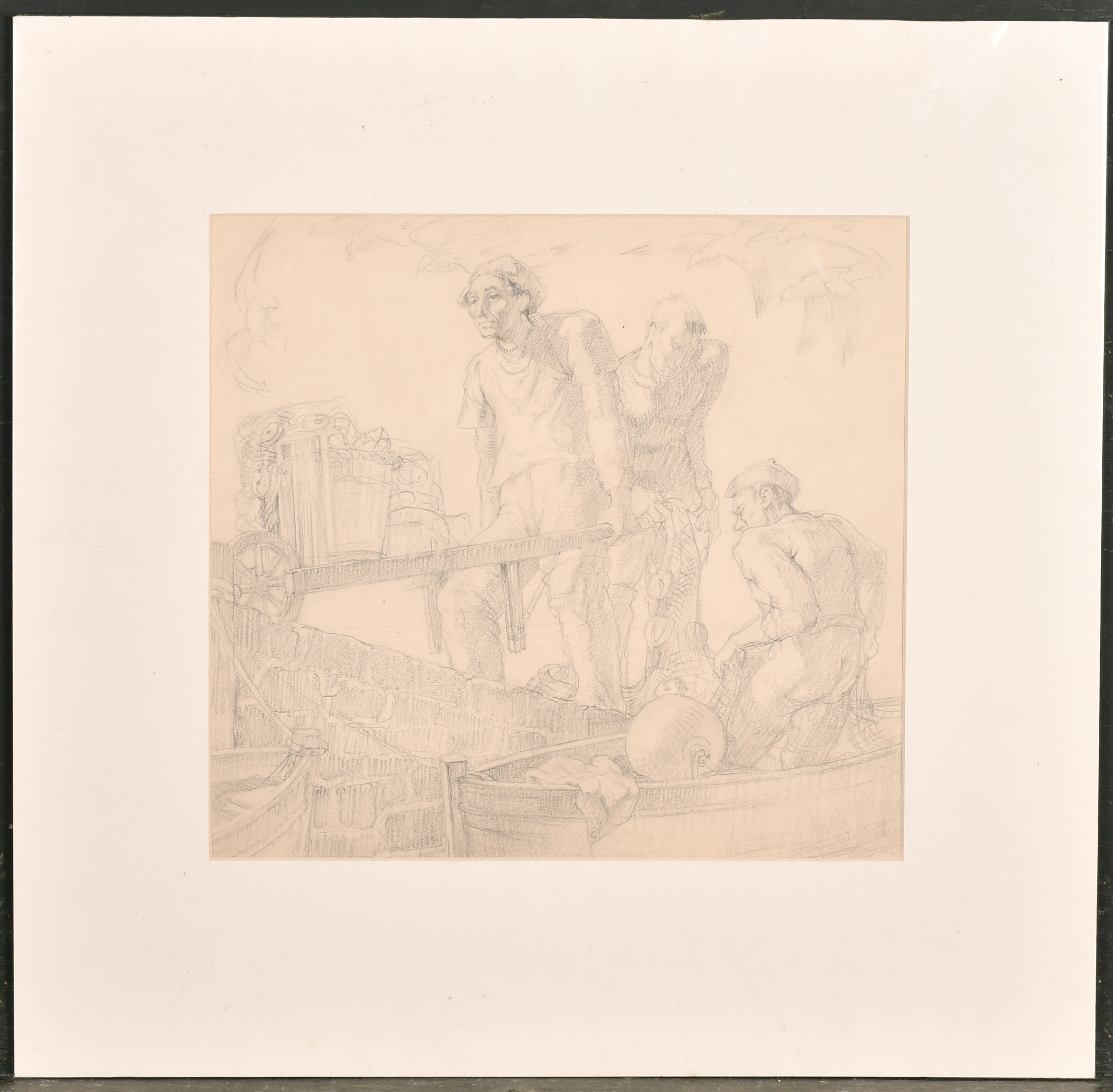 Harold Dearden (1882-1962) British. Study of Farm Workers, Pencil, mounted unframed 11" x 12" (27. - Image 4 of 5