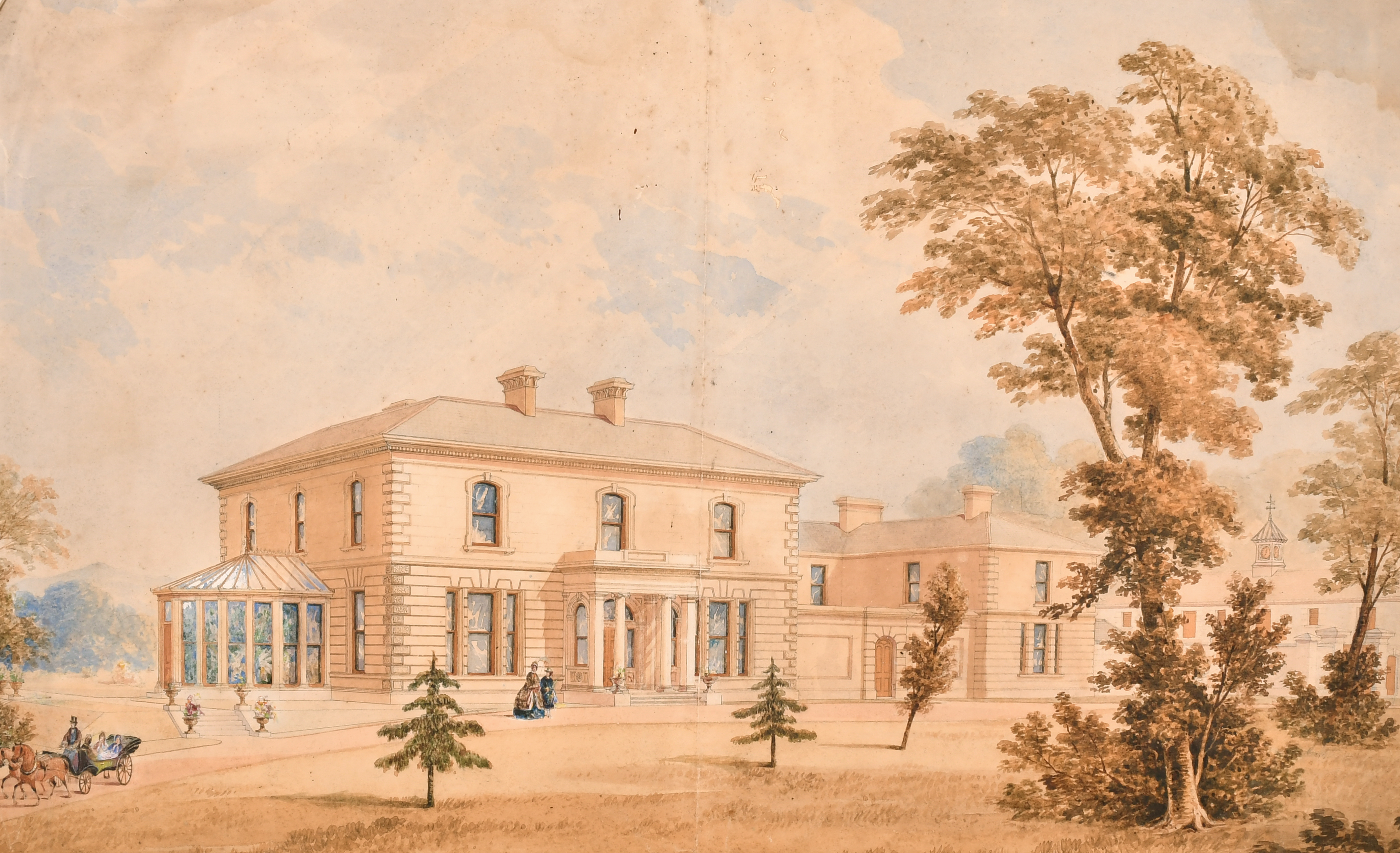 William Fogerty (1833-1878) Irish. "Ardhu House, Limerick, The Residence of Thomas Revington Esq,