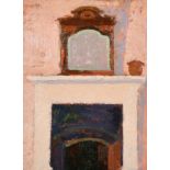 Lionel Bulmer (1919-1992) British. "Fireplace", Oil on board, 8.75" x 6.5" (22.2 x 16.5cm)