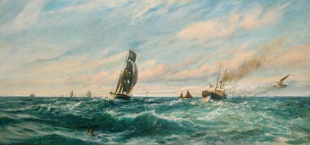 George Cochrane Kerr (c1825-1907) British. "A Following Breeze and a Flowing Tide", Oil on canvas,
