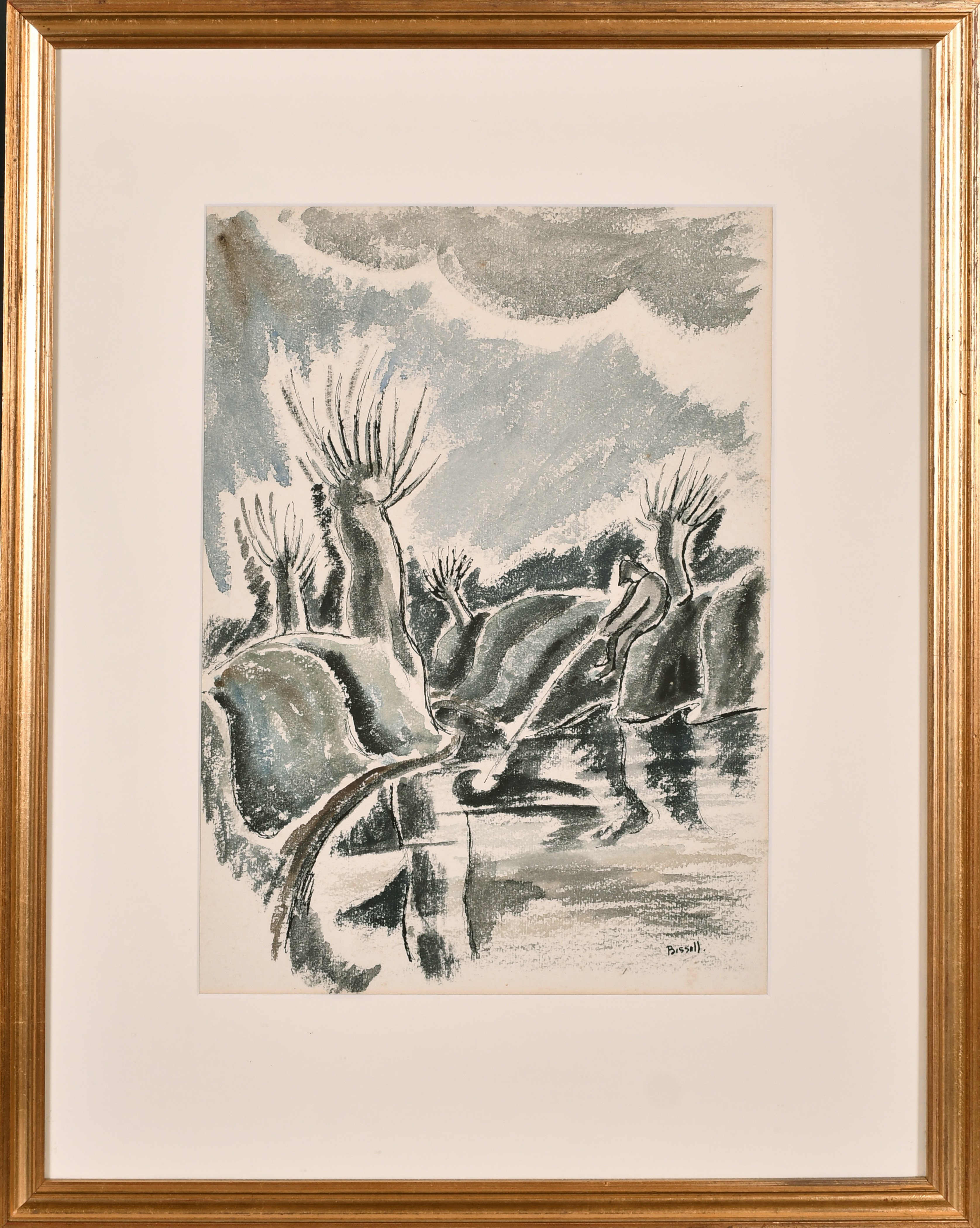 George William Bissill (1896-1973) British. A Man Fishing in a Pond, Watercolour, Signed, 14.5" x - Image 2 of 4