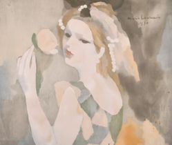 Marie Laurencin (1883-1956) French. "Girl with a Rose", Lithograph, Signed and numbered 211/250, 18"