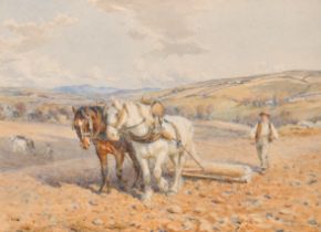 Harold Swanwick (1866-1929) British. A Ploughing Team, Watercolour, Signed with initials and dated