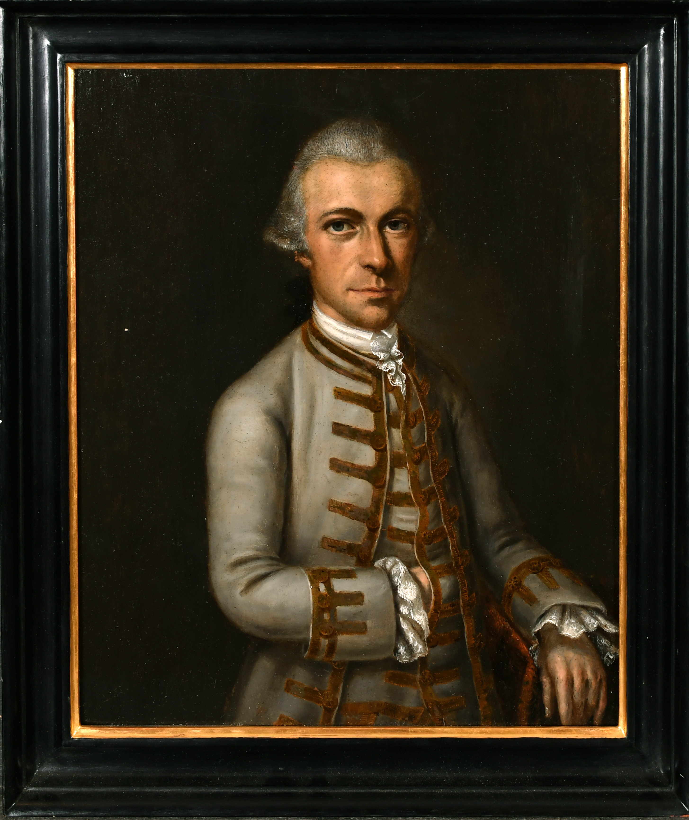 18th Century German School. Half Length Portrait of a Man, Oil on copper, 14.5" x 12.5" (36.8 x 31. - Image 2 of 3