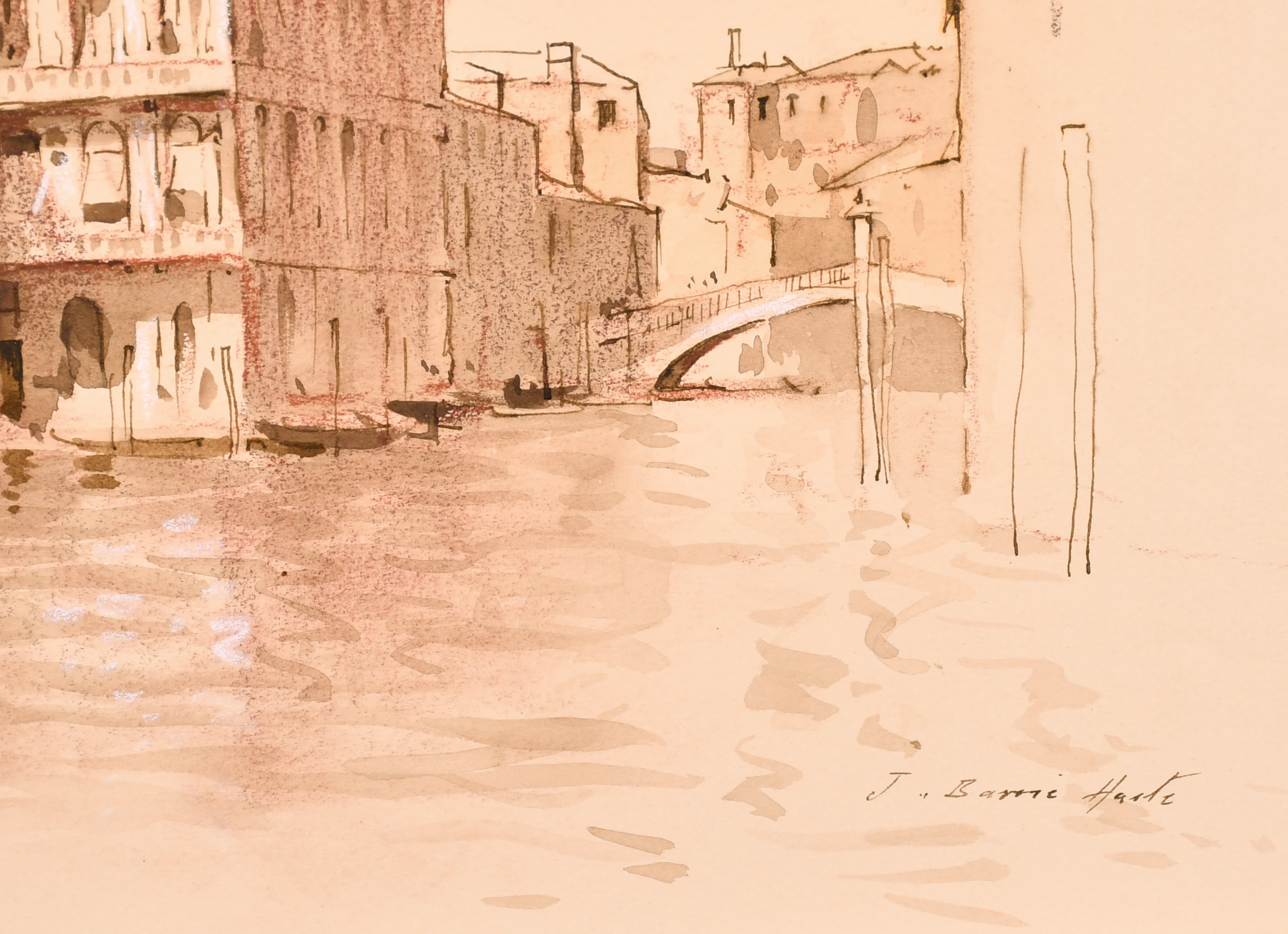 John Barrie Haste (1931-2011) British. "A Square in Venice", Watercolour, Signed and inscribed, - Image 5 of 5