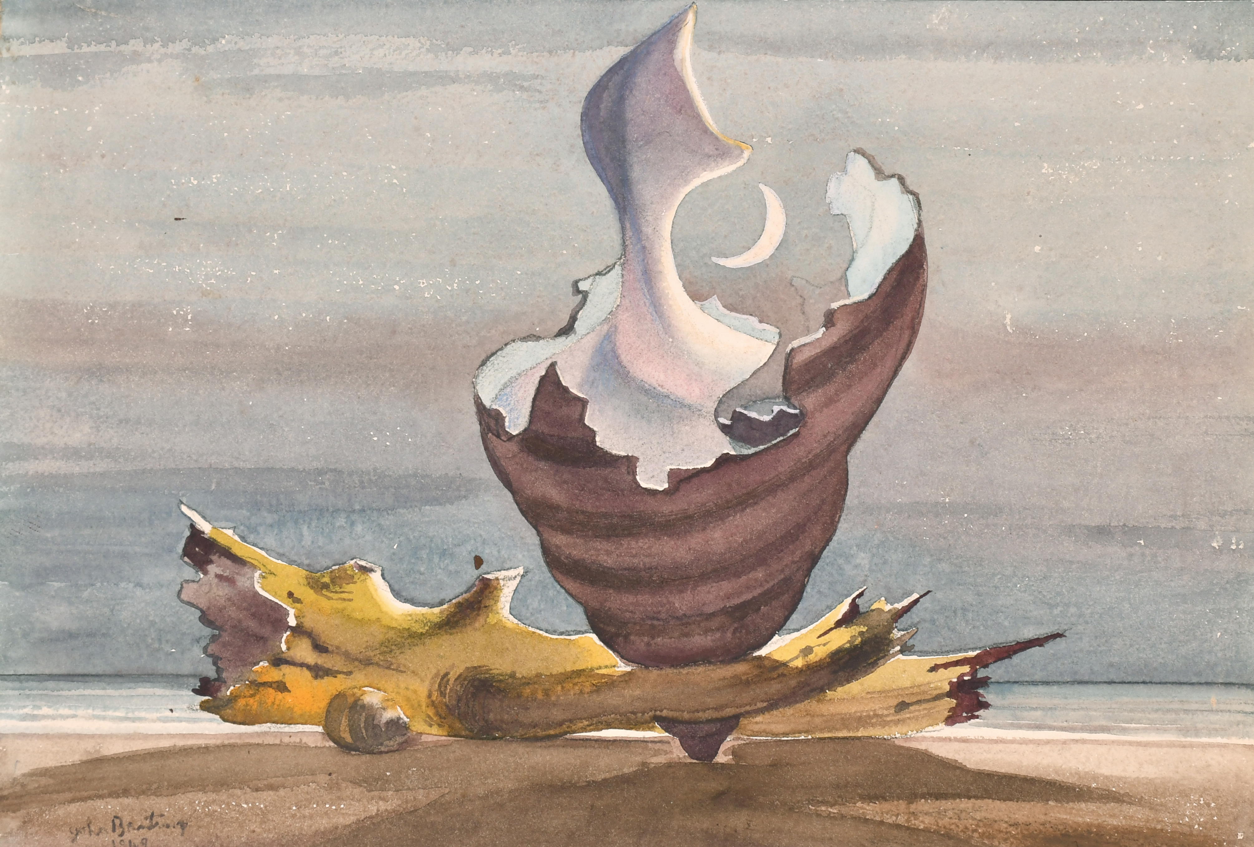 John Banting (1902-1971) British. "Sea Shell", Watercolour, Signed and dated 1949, and inscribed