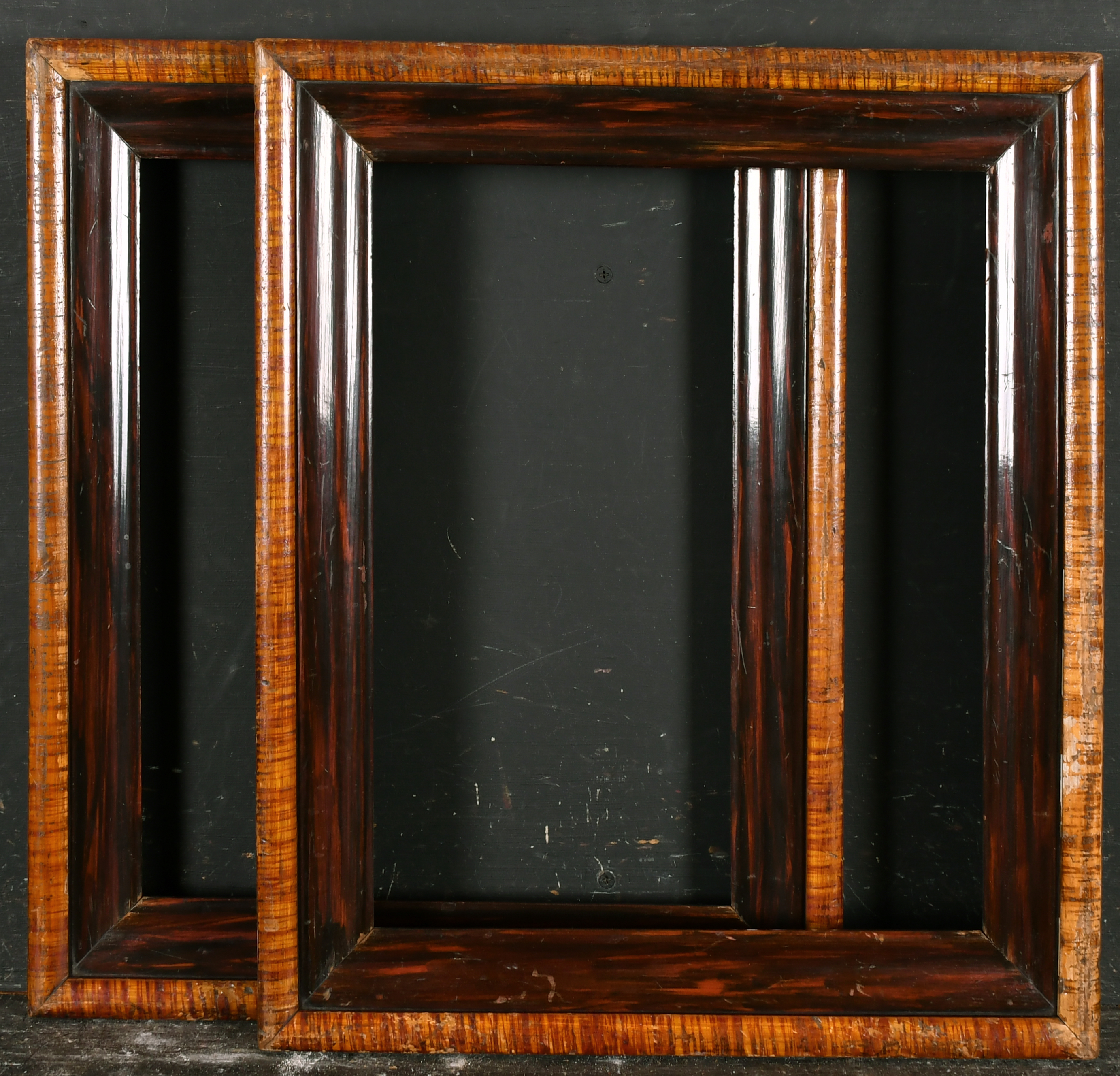 18th Century English School. A Pair of Darkwood Frames with painted outer edges, rebate 13.25" x - Image 2 of 3