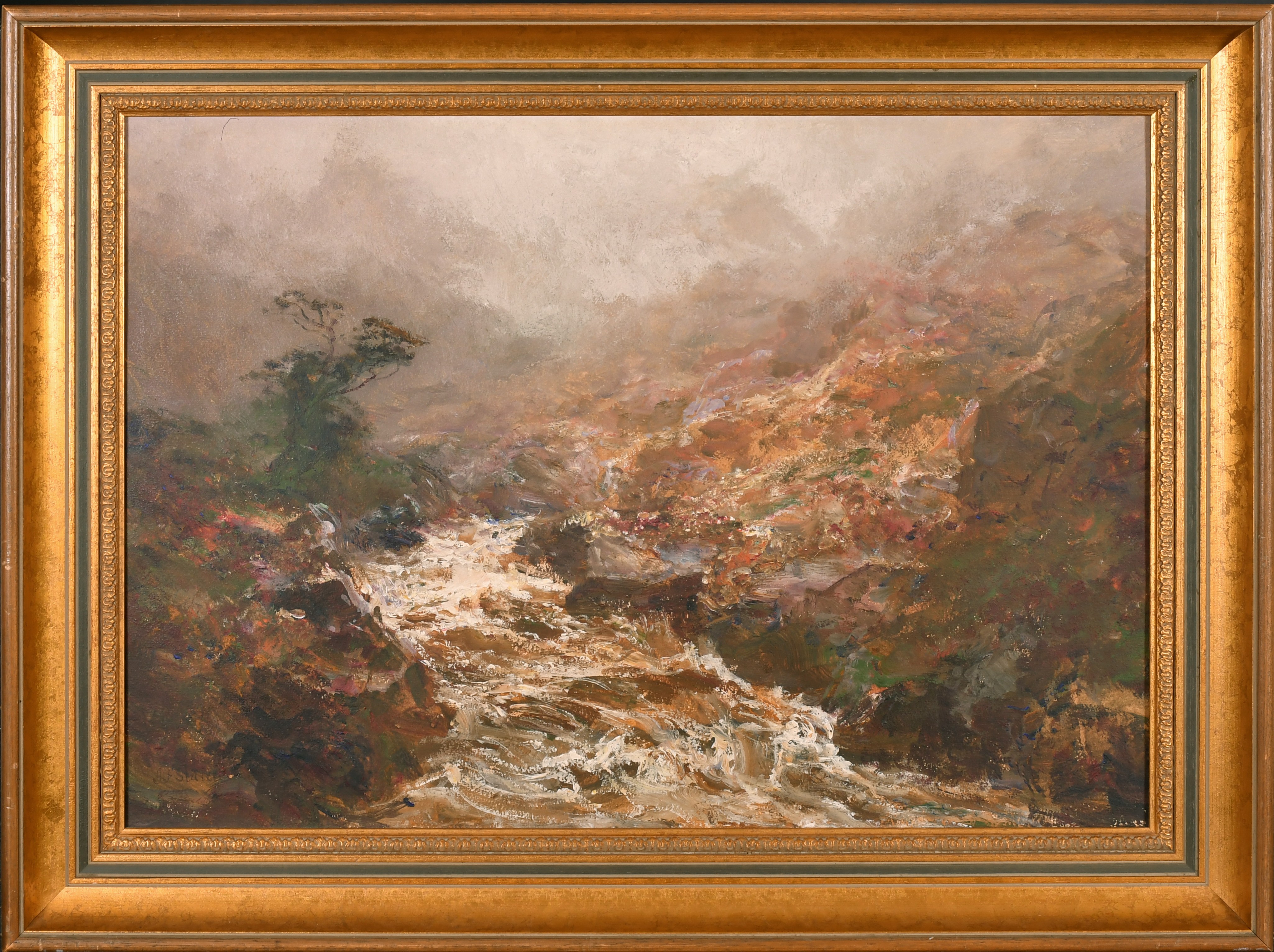 John Falconer Slater (1857-1937) British. A River in Spate, Oil on board, Signed, 15" x 21" (38.1 - Image 2 of 4