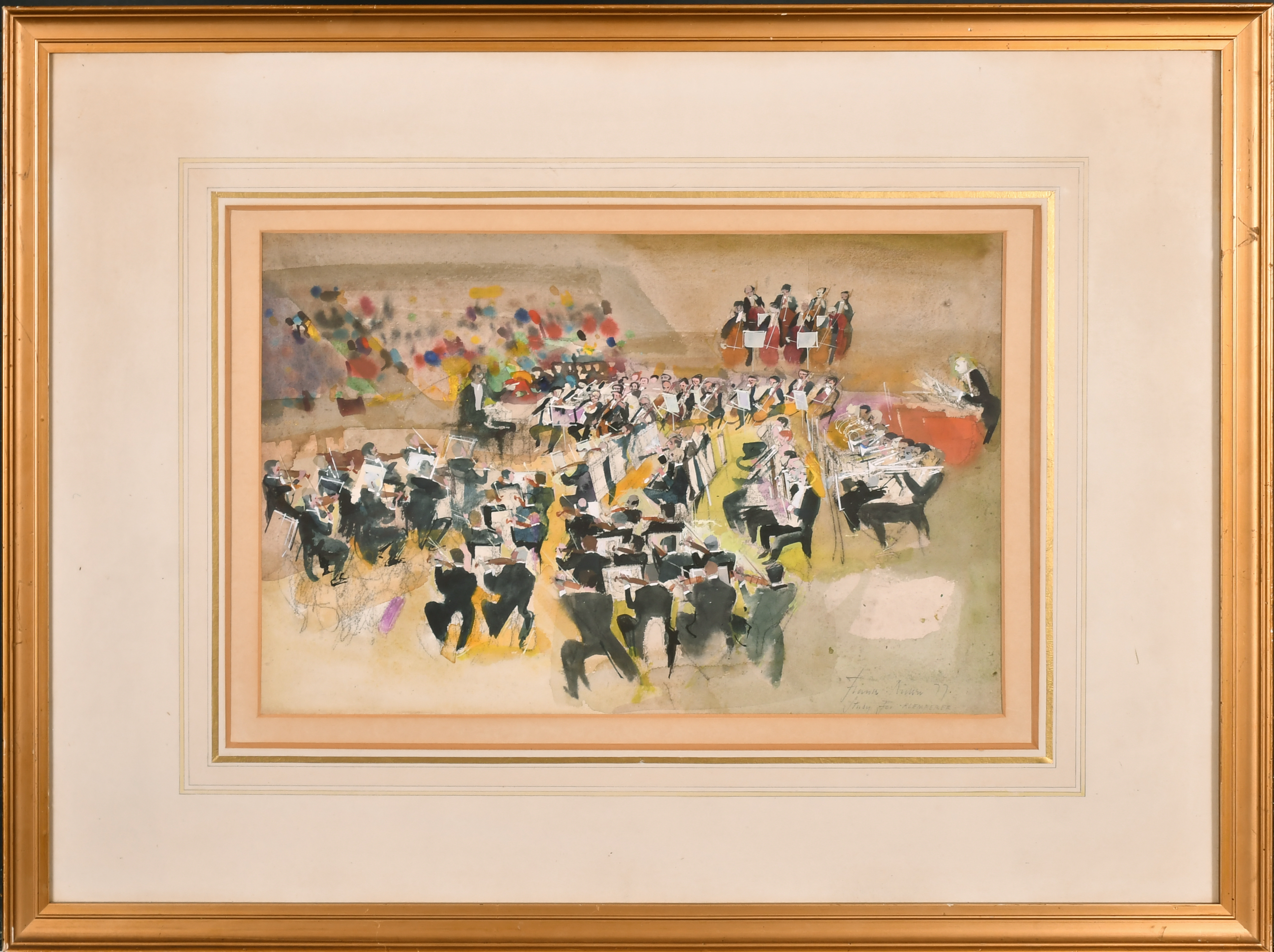 Frank Austen (20th Century) European. "Study for Klemperer", Watercolour, Signed, inscribed and - Image 2 of 5