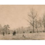 19th Century English School. Figures Promenading in a Park, Pencil, Dated April 1863, 4.25" x 5.