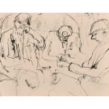 Tom McGuinness (1926-2006) British. "Miners- Tea Break", Ink, Inscribed verso, 8.5" x 11" (21.6 x