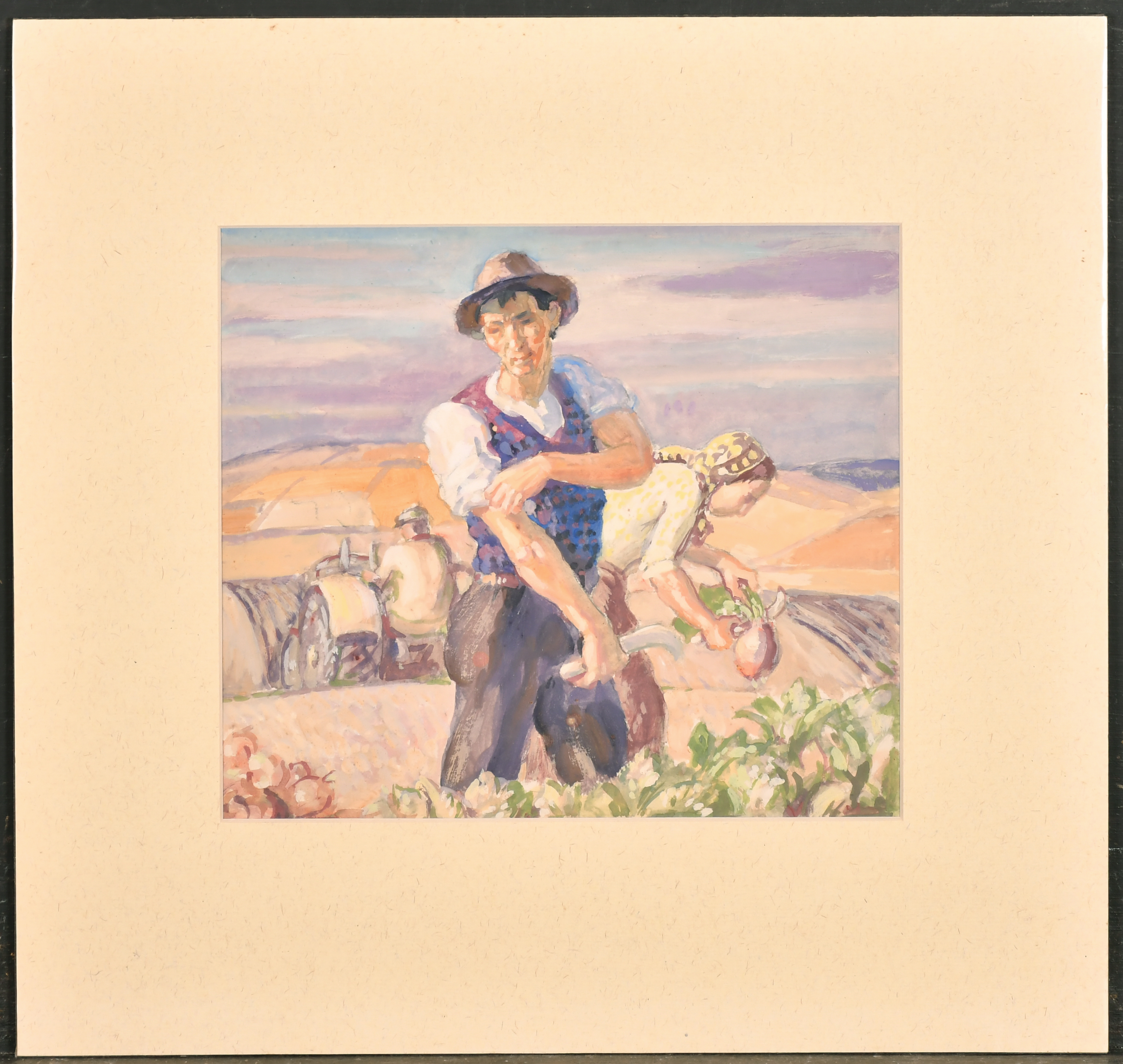 Harold Dearden (1882-1962) British. The Farm Workers, Watercolour, mounted unframed 9" x 10.25" ( - Image 2 of 5