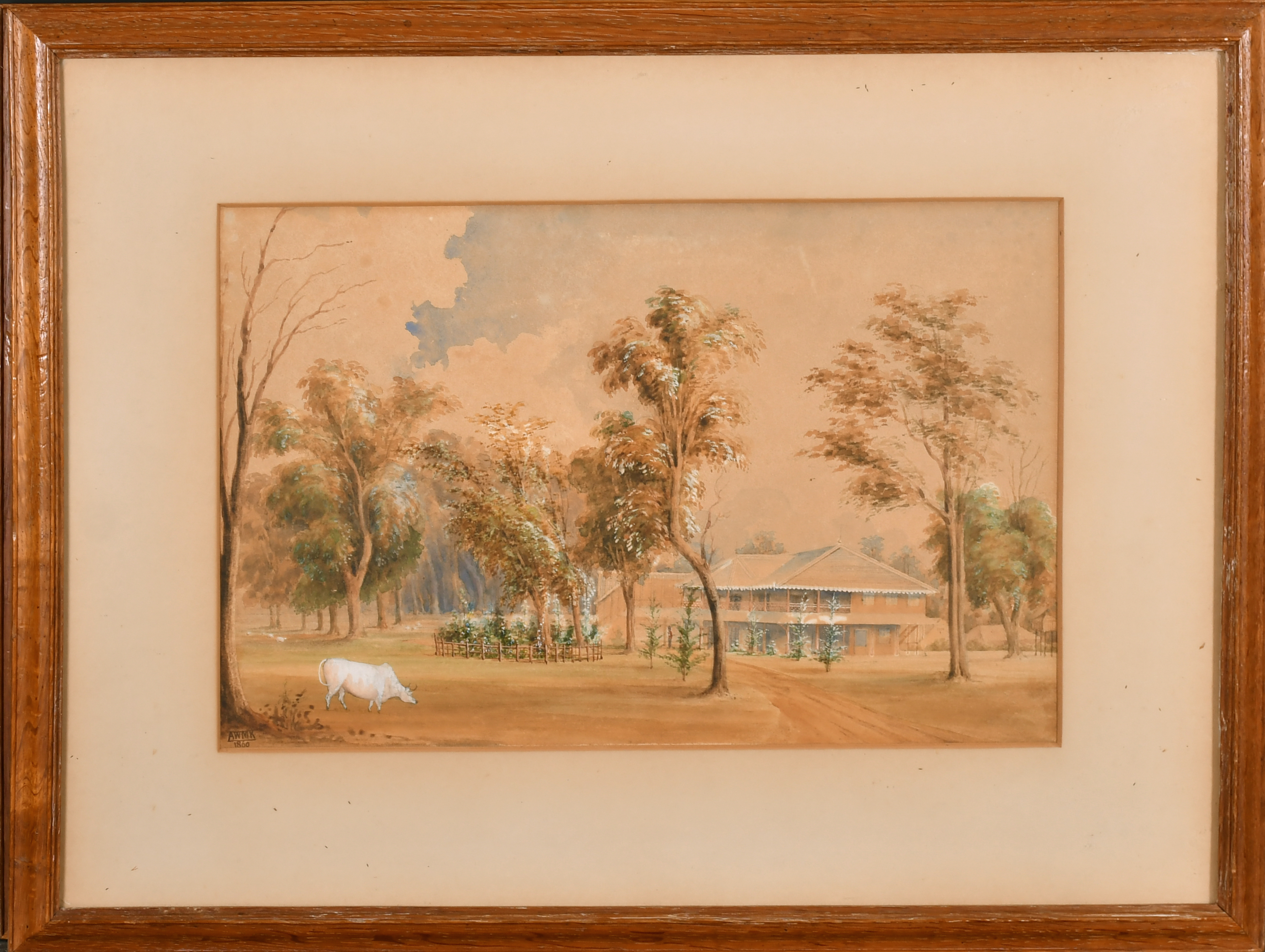 A W M K (19th Century) British. A Topographical Landscape with a Distant House, Watercolour, - Image 4 of 7