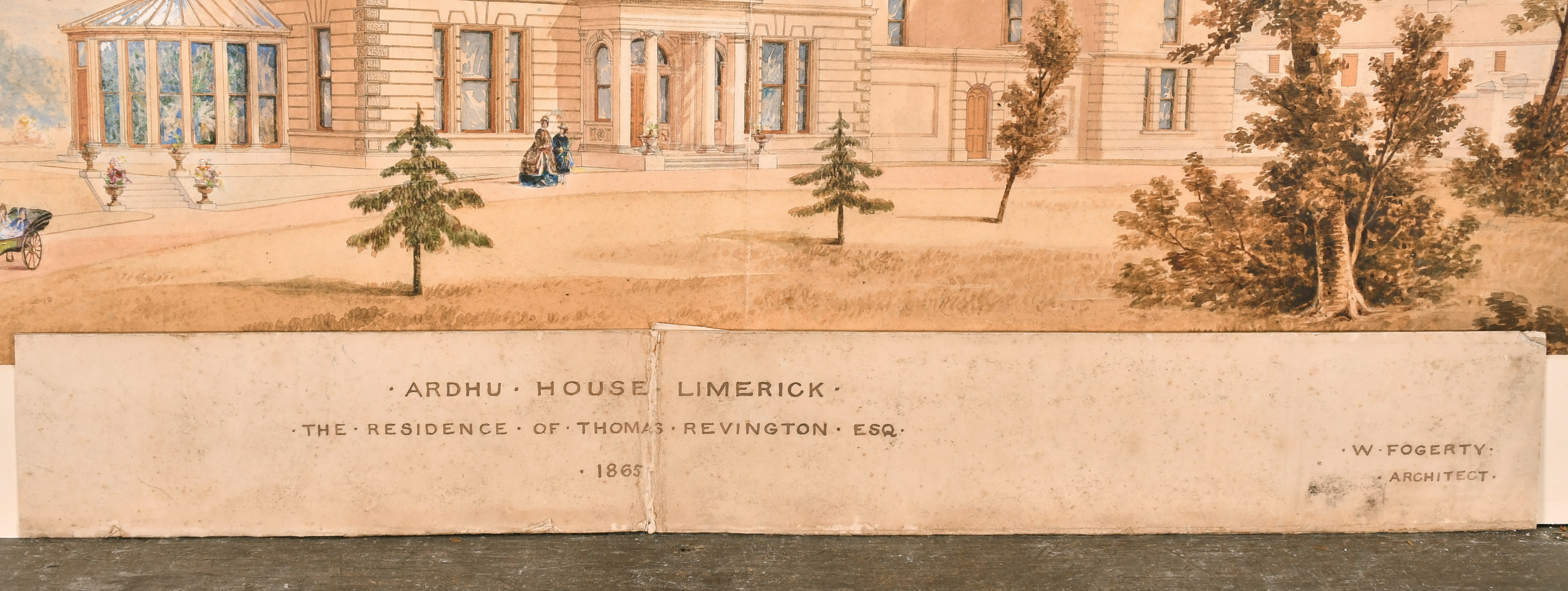 William Fogerty (1833-1878) Irish. "Ardhu House, Limerick, The Residence of Thomas Revington Esq, - Image 3 of 3