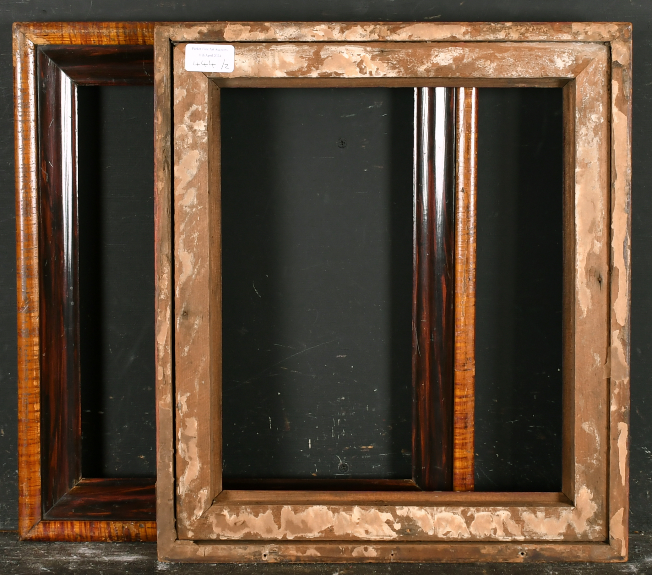 18th Century English School. A Pair of Darkwood Frames with painted outer edges, rebate 13.25" x - Image 3 of 3