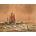 Thomas Bush Hardy (1842-1897) British. Shipping off the Coast, Watercolour, Signed and dated 1890,