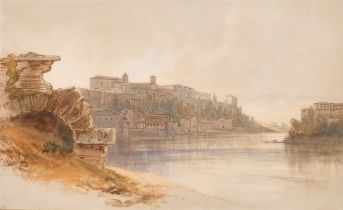 Edward Lear (1812-1888) British. "Ponte Rotto, Rome", Watercolour, Indistinctly inscribed, and