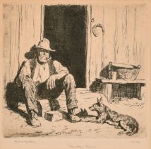 Lionel Lindsay (1874-1961) Australian. "Sunday Camp", Etching, Signed, inscribed and numbered 22,