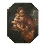 18th Century Italian School. Madonna and Child with St John the Baptist, Oil on canvas laid down,
