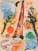 Marc Chagall (1887-1985) French. "Vision of Paris", Lithograph printed by Mourlot 287, 12.5 x 9.5 (