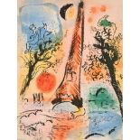 Marc Chagall (1887-1985) French. "Vision of Paris", Lithograph printed by Mourlot 287, 12.5 x 9.5 (