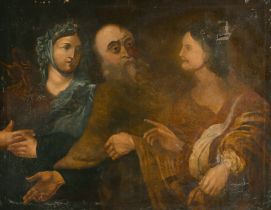 19th Century Italian School. Lot and His Daughters, Oil on canvas, unframed 31" x 39" (78.7 x 99.