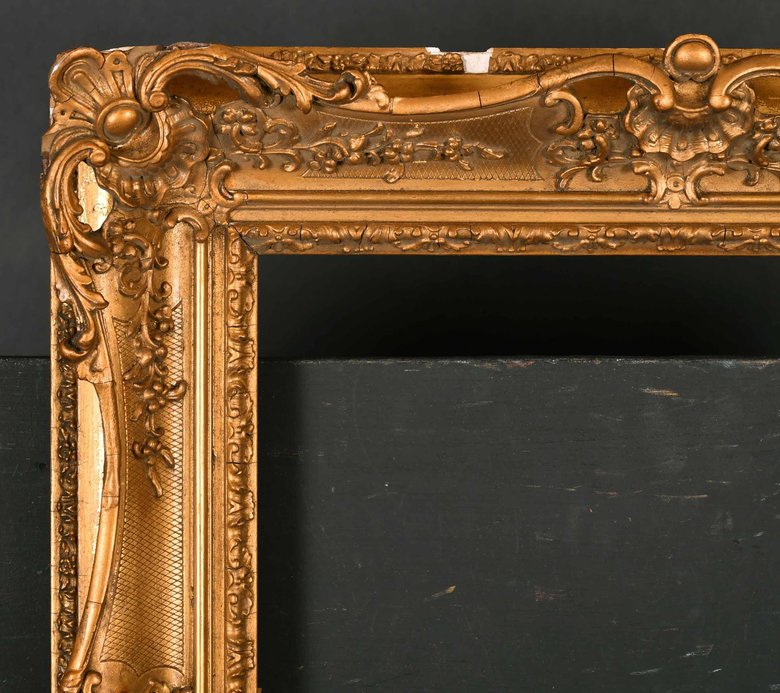 19th Century English School. A Painted Composition Frame, with swept and pierced centres and