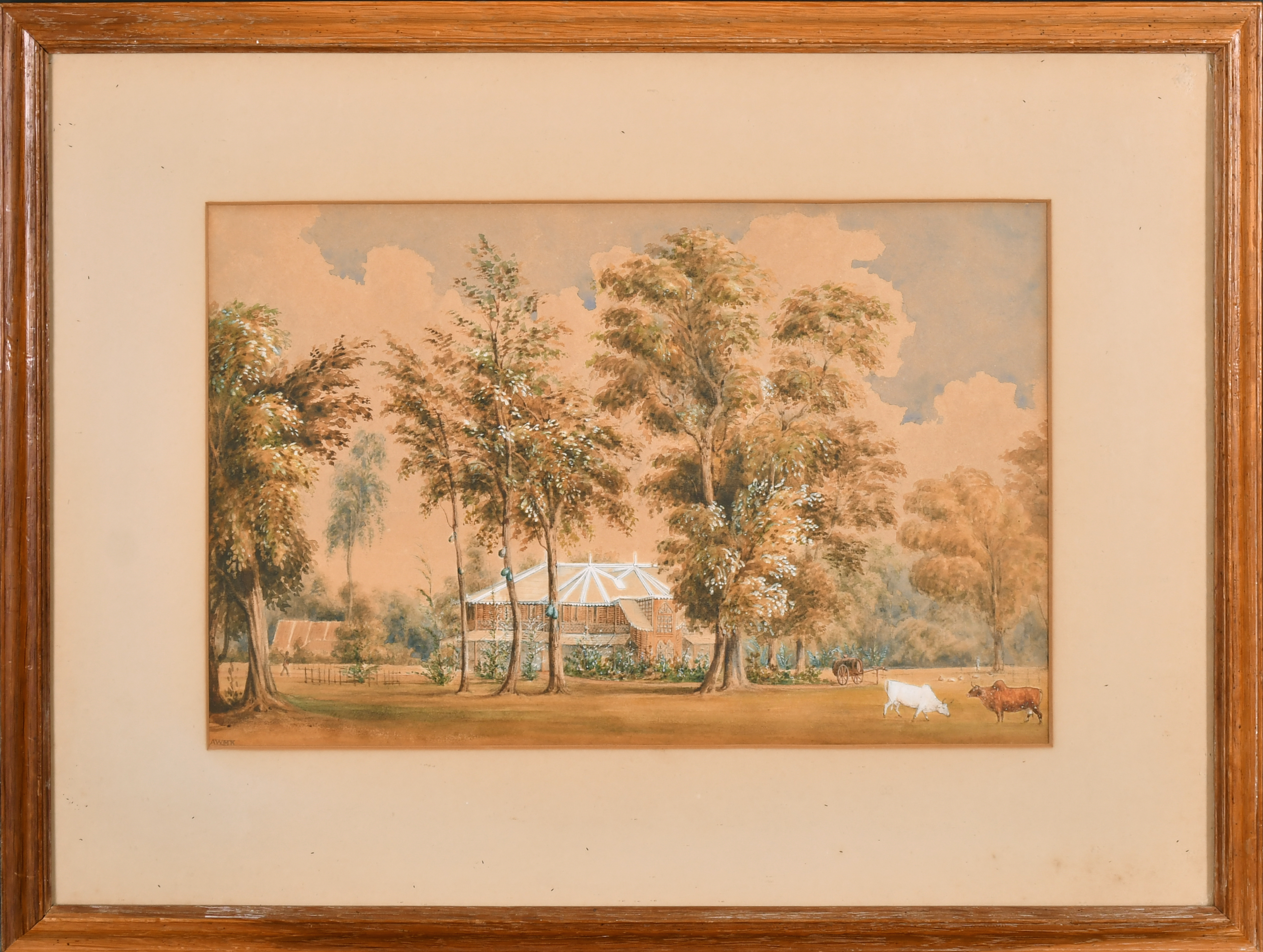 A W M K (19th Century) British. A Topographical Landscape with a Distant House, Watercolour, - Image 3 of 7