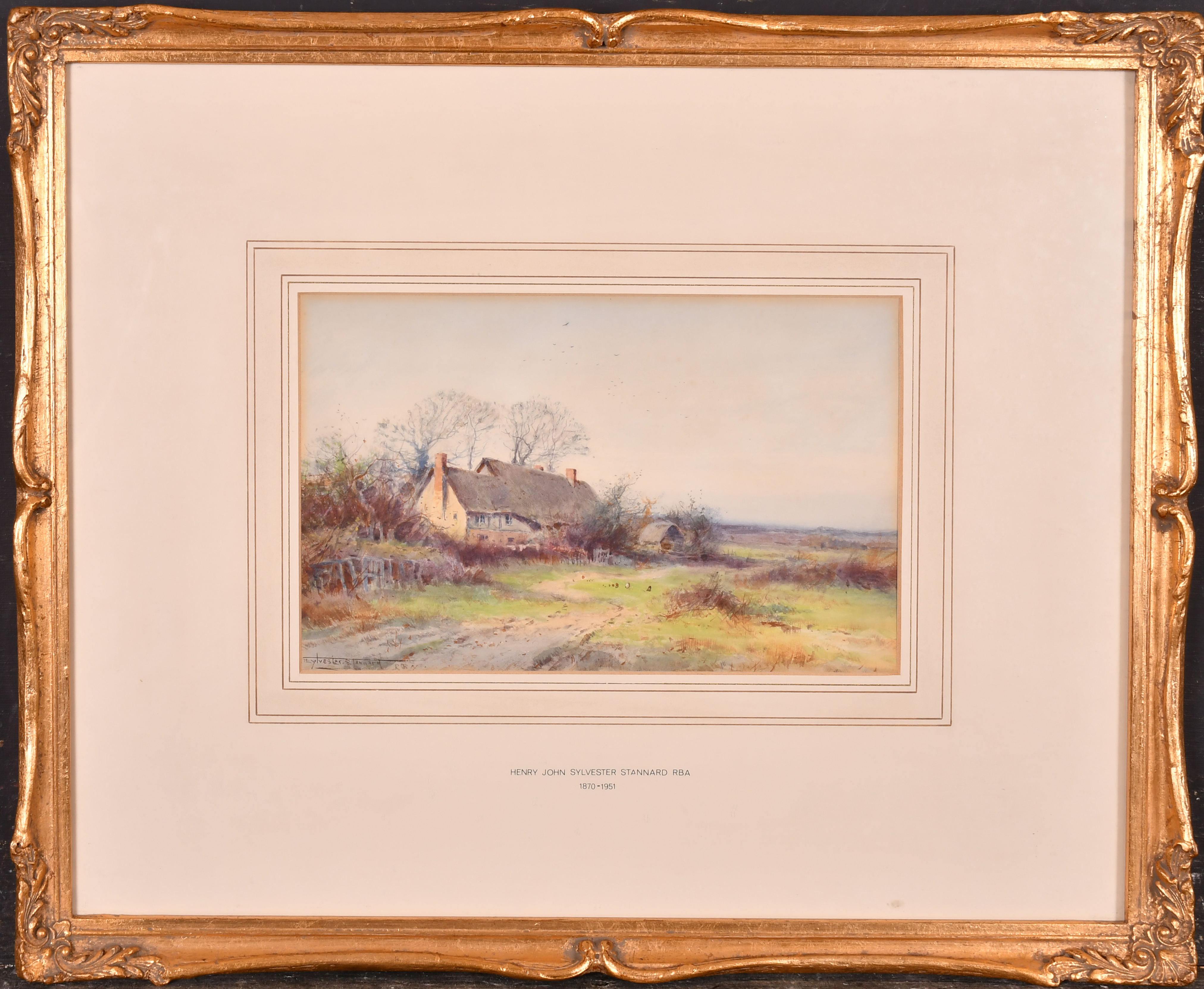 Henry John Sylvester Stannard (1870-1951) British. A Thatched Cottage in a Landscape, Watercolour, - Image 3 of 8