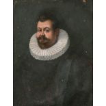 Early 18th Century Dutch School. Bust Portrait of a Man in a Ruff, Oil on copper, Inscribed verso,